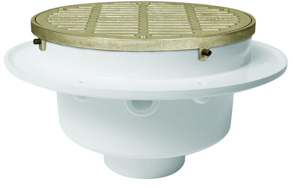 Sioux Chief Hub Schedule 40 PVC Round Floor Sink with Ductile Iron Ring and Strainer in White 