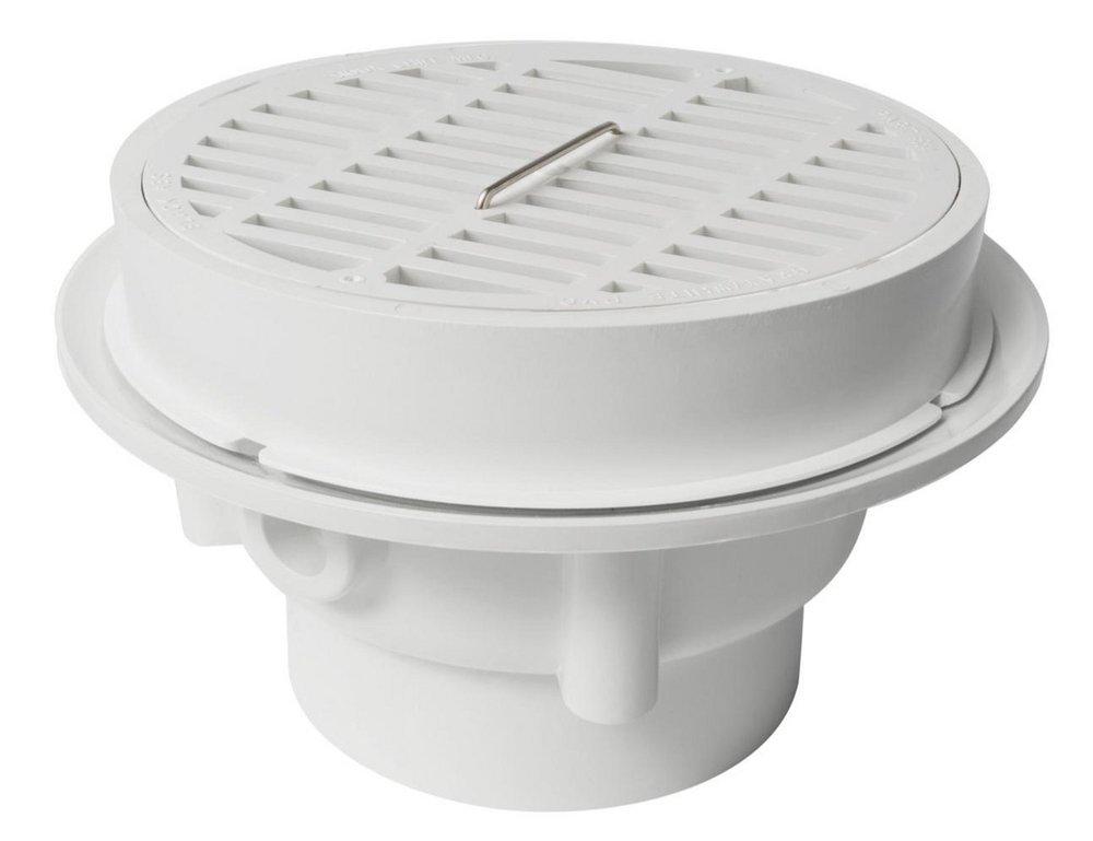 Sioux Chief 8-1/2 x 8-1/2 in. PVC Hub Small Round Floor Sink in White 