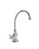 1.1 gpm Cold Water Only Filter Faucet with C-Spout and Single Cross Handle in Polished Nickel