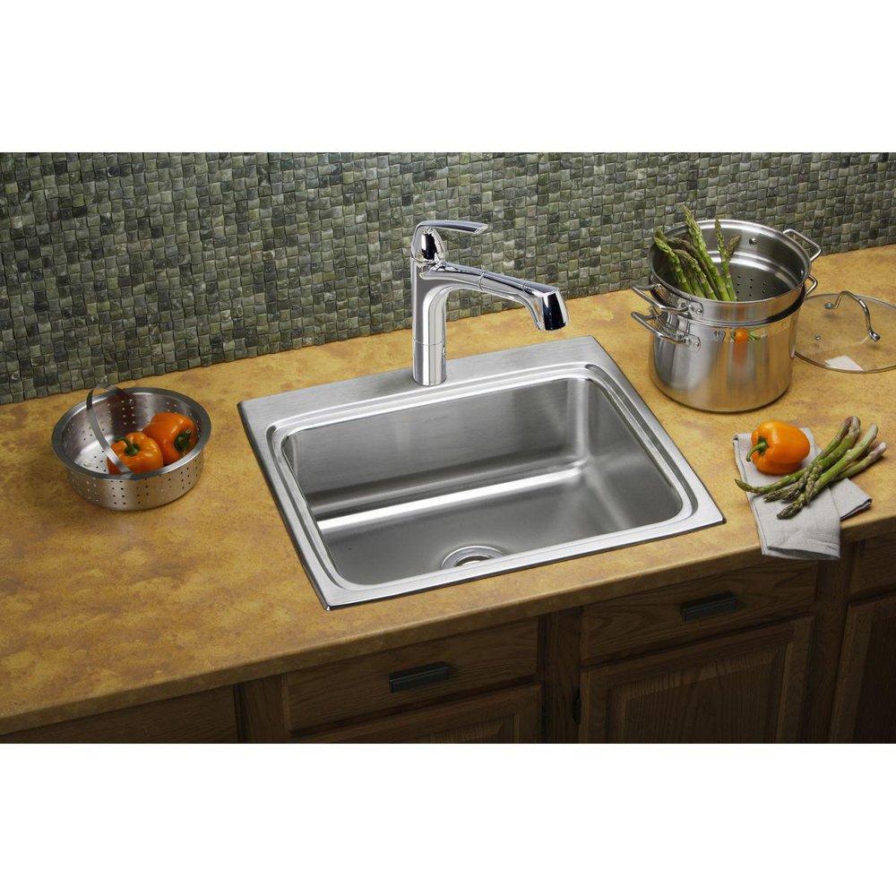 Elkay Lustrous Satin 25 x 22 in. Stainless Steel Single Bowl Drop-in Kitchen Sink in Lustrous Satin 