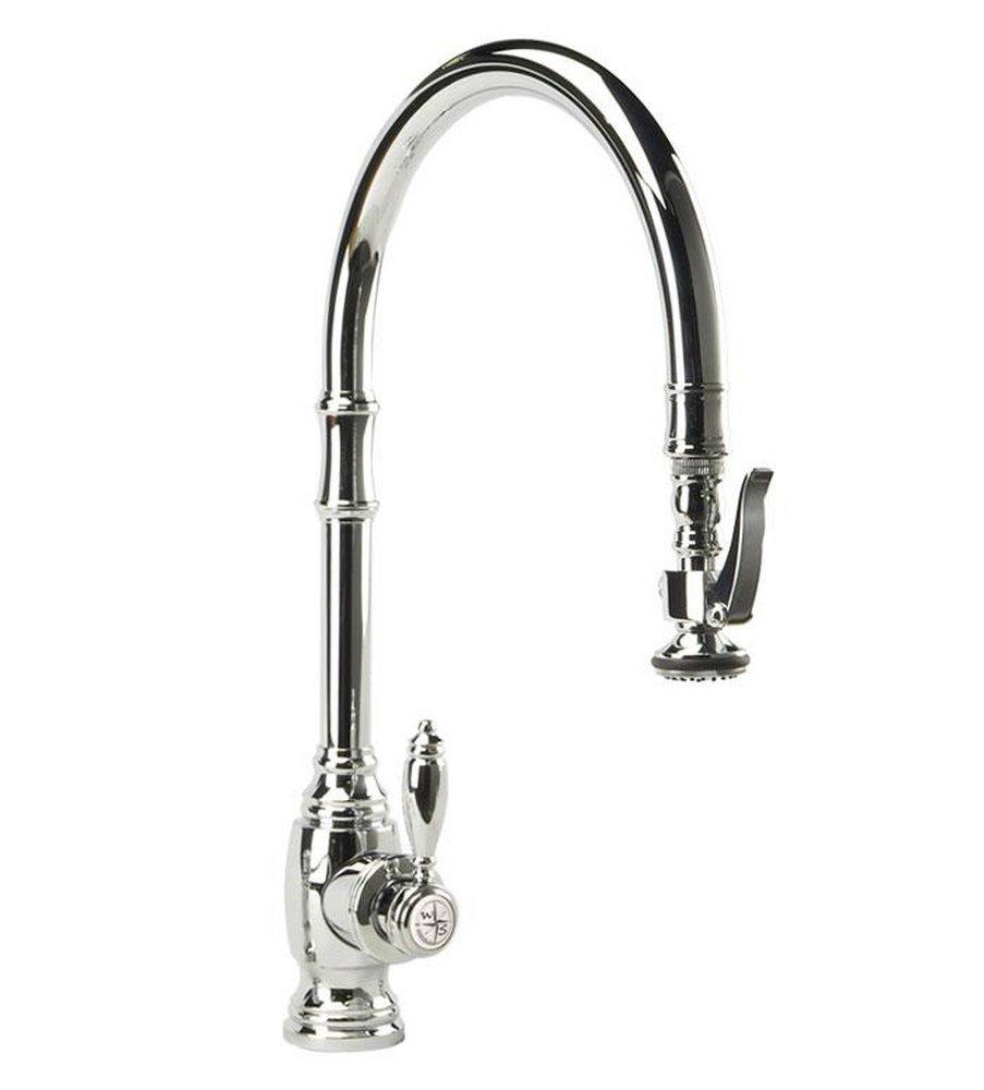 Waterstone Polished Chrome Single Handle Pull Down Kitchen Faucet 