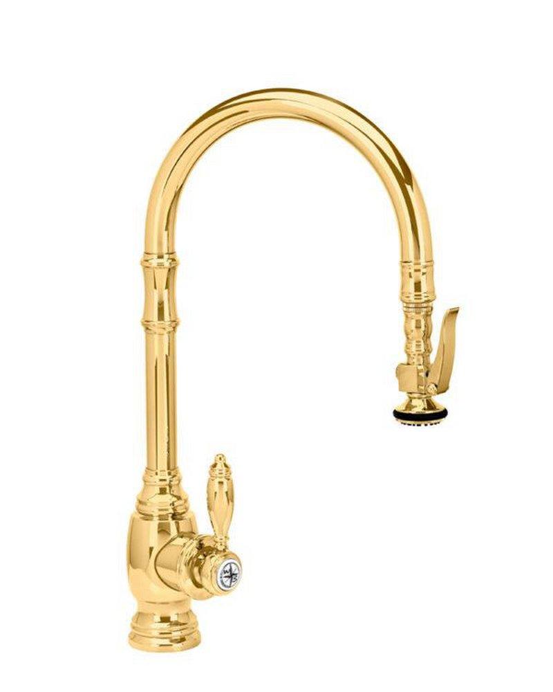 Waterstone Polished Brass Single Handle Pull Down Kitchen Faucet 