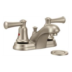 Two Handle Centerset Bathroom Sink Faucet in Brushed Nickel