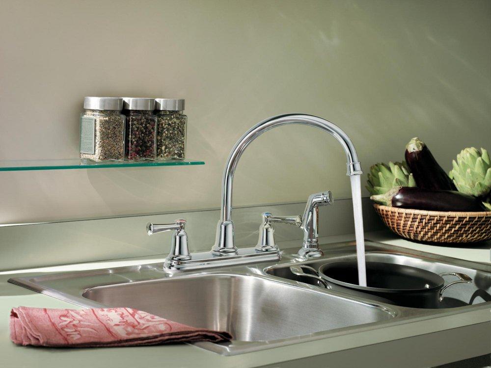 CFG Polished Chrome Two Handle Widespread Kitchen Faucet 