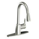 Single Handle Pull Down Kitchen Faucet in Classic Stainless