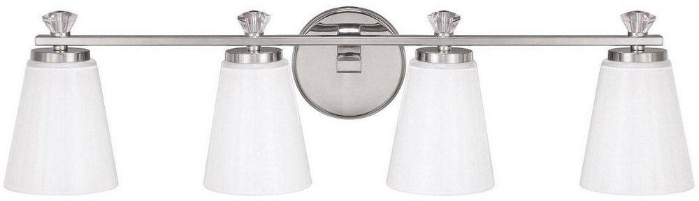 Capital Lighting Polished Nickel 7-3/4 in. 75W 4-Light Vanity Fixture with Milk Glass Shade 