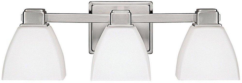 Capital Lighting Brushed Nickel 6-3/4 in. 75W 3-Light Vanity Fixture with Soft White Glass Shade 