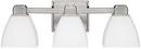 Capital Lighting Brushed Nickel 6-3/4 in. 75W 3-Light Vanity Fixture with Soft White Glass Shade 