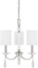 60W 3-Light Candelabra Incandescent Chandelier in Polished Nickel with Decorative Fabric Glass Shade