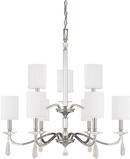 60W 9-Light Candelabra E-12 Incandescent Chandelier with Crystals Included in Polished Nickel