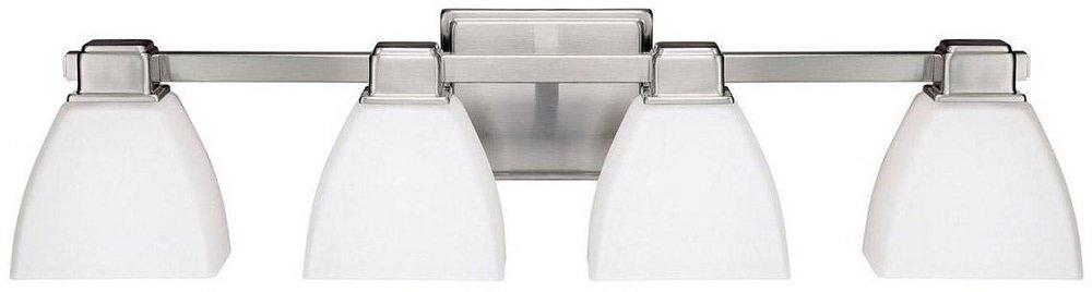 Capital Lighting Brushed Nickel 6-3/4 in. 75W 4-Light Vanity Fixture with Soft White Glass Shade 