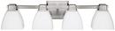 6-3/4 in. 75W 4-Light Vanity Fixture in Brushed Nickel with Soft White Glass Shade