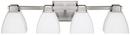Capital Lighting Brushed Nickel 6-3/4 in. 75W 4-Light Vanity Fixture with Soft White Glass Shade 