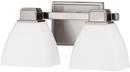 6-3/4 in. 75W 2-Light Vanity Fixture in Brushed Nickel with Soft White Glass Shade