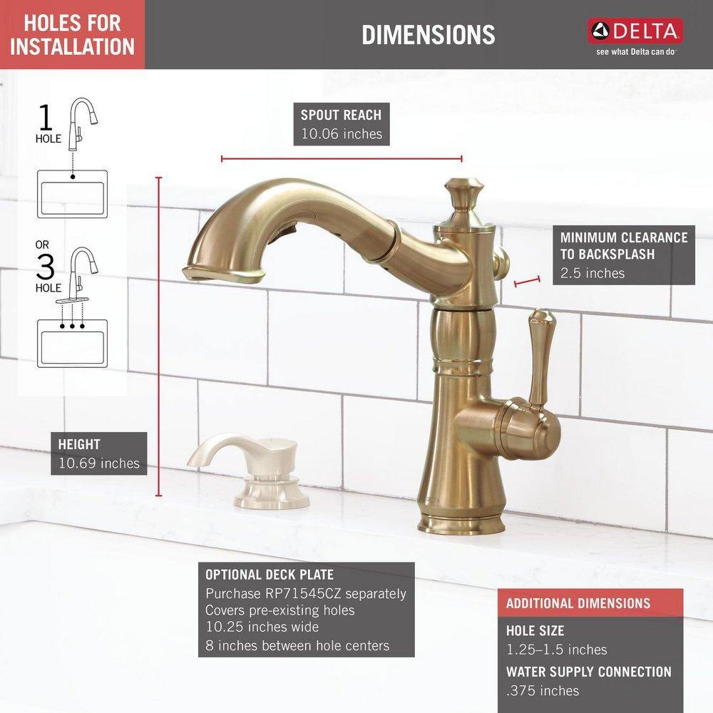 Delta Faucet Champagne Bronze Single Handle Pull Out Kitchen Faucet 