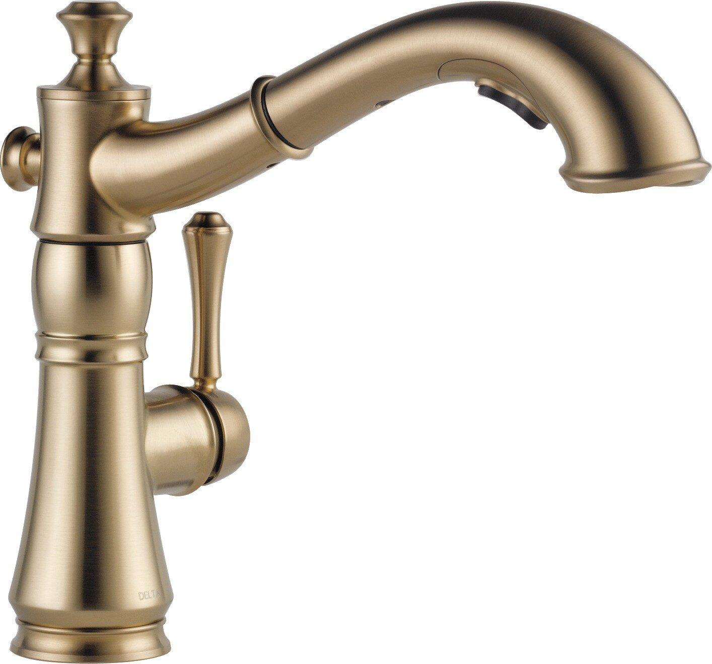 Delta Faucet Champagne Bronze Single Handle Pull Out Kitchen Faucet 