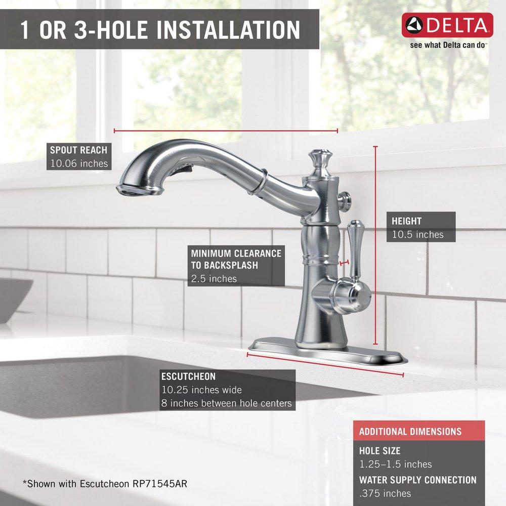 Delta Faucet Arctic Stainless Single Handle Pull Out Kitchen Faucet 