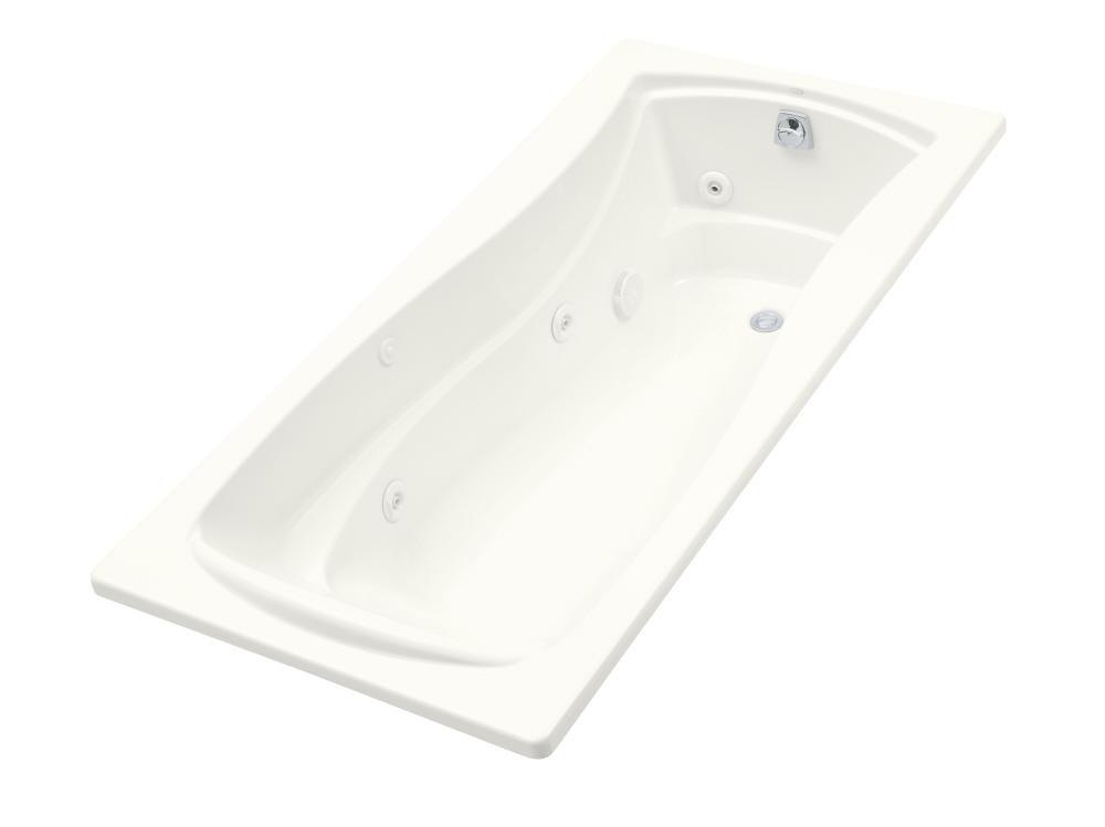 KOHLER White 72 x 36 in. Whirlpool Drop-In Bathtub with Reversible Drain 