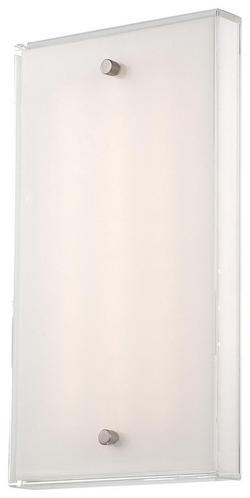 12W 1-Light 6.75 in. LED Sconce in Brushed Nickel with Mitered Glass and White Inside