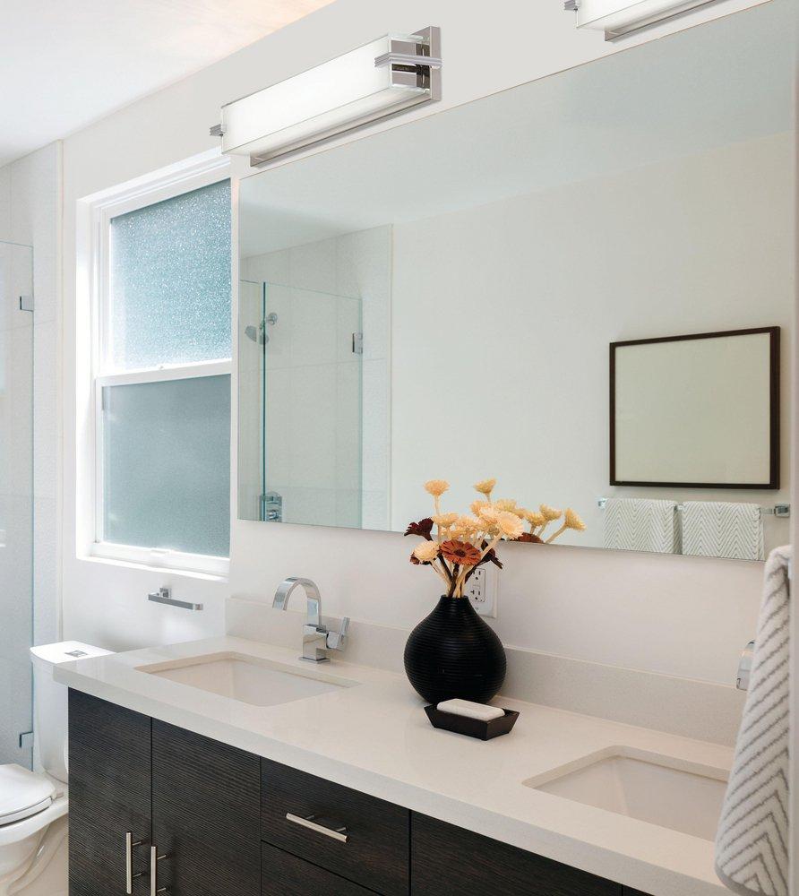 George Kovacs Polished Chrome 40W 1-Light Medium E-26 Base LED Bath Light with Mitered White Glass 