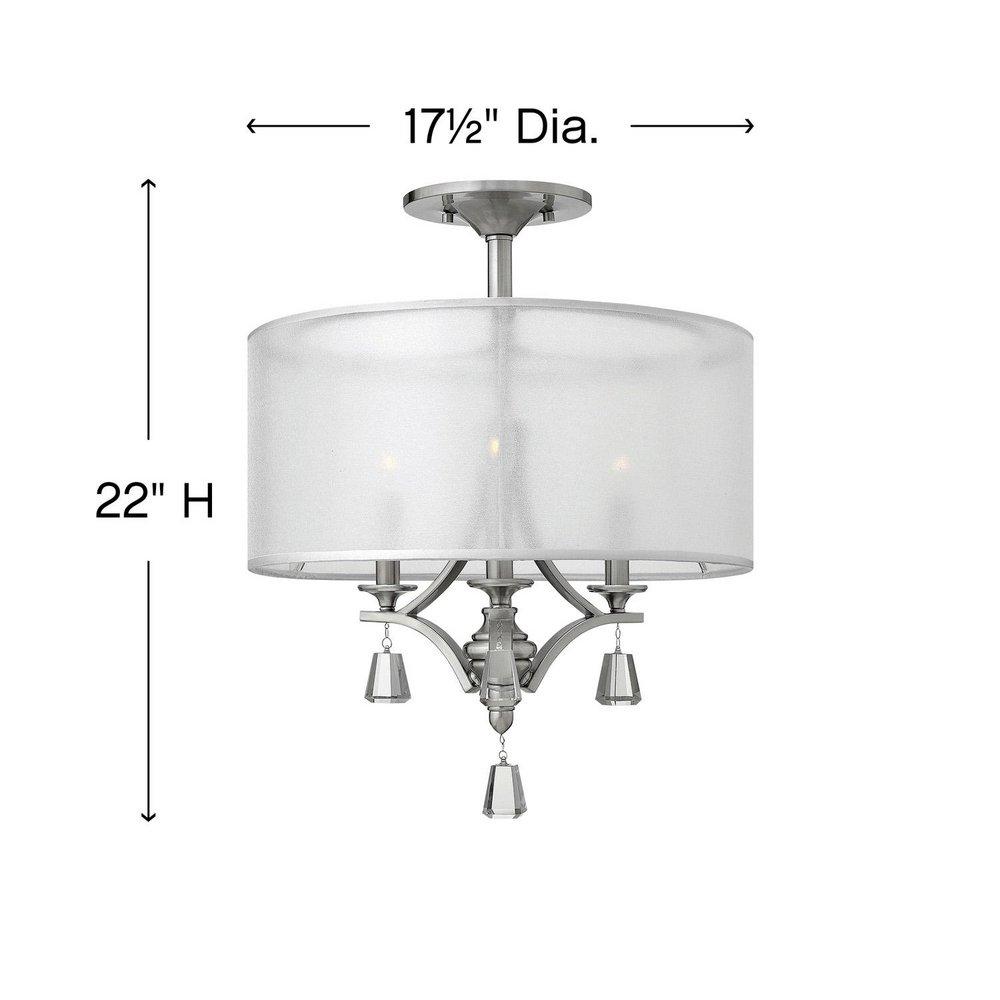 Fredrick Ramond Brushed Nickel 3-Light Semi-Flushmount Ceiling Light 