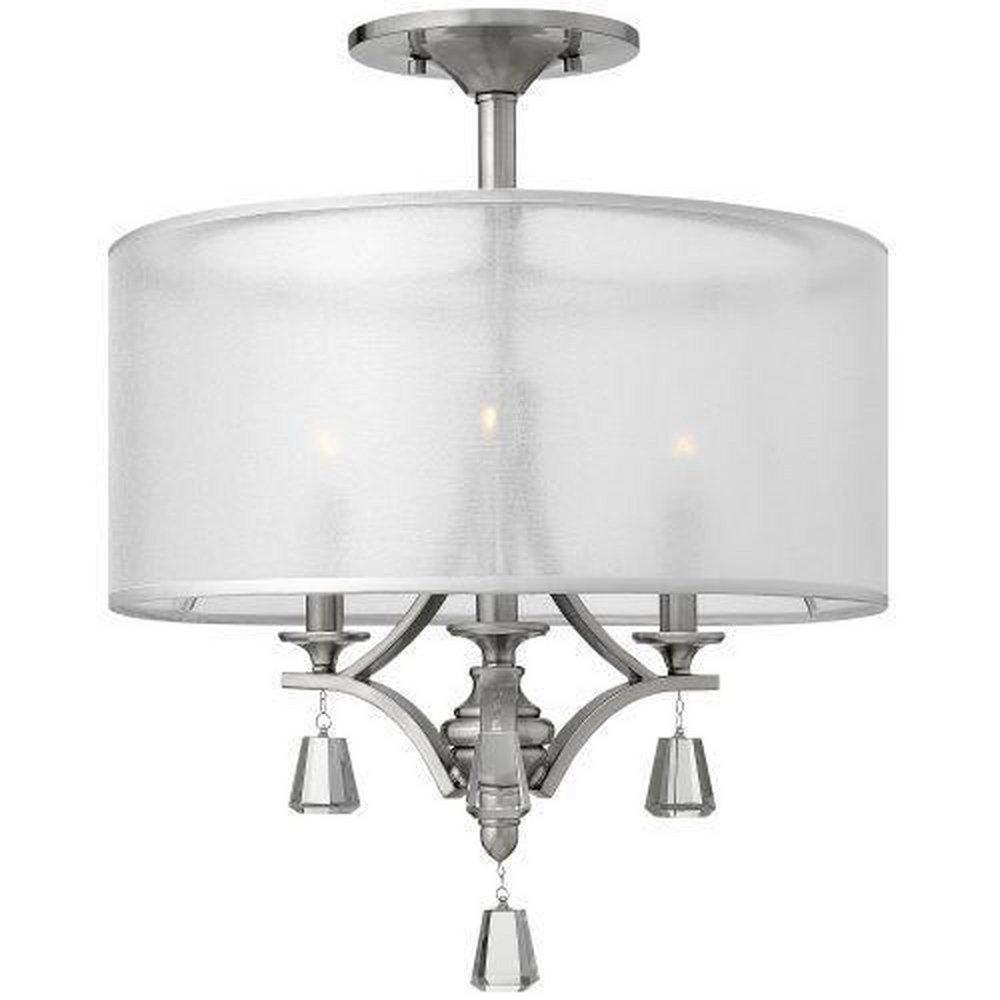 Fredrick Ramond Brushed Nickel 3-Light Semi-Flushmount Ceiling Light 