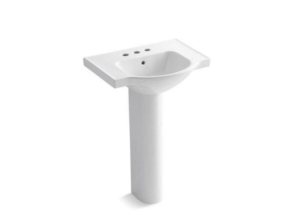 24 x 18 in. Centerset Pedestal Bathroom Sink in White 