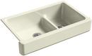 35-1/2 x 21-9/16 in. Cast Iron Double Bowl Farmhouse Kitchen Sink with Smart Divide in Cane Sugar™