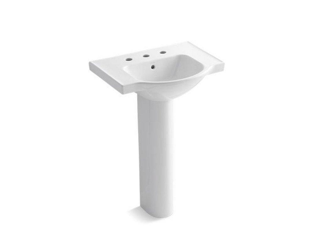 24 x 18 in. Widespread Pedestal Bathroom Sink in White 