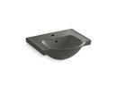 21 x 18-3/16 in. 1 Hole 1-Bowl Pedestal Mount Vitreous China D-shaped Bathroom Sink in Thunder™ Grey