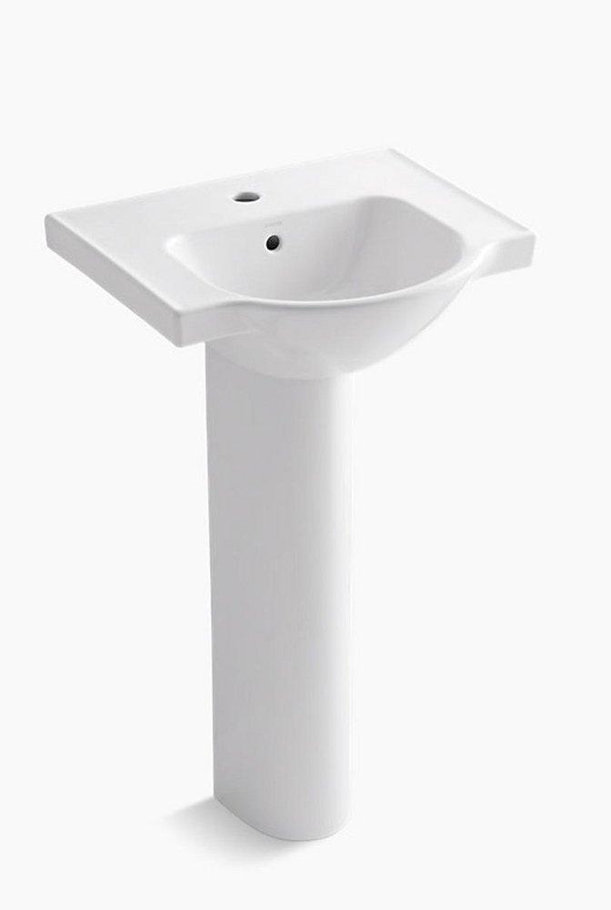 KOHLER White 1-Hole Pedestal Bathroom Sink 