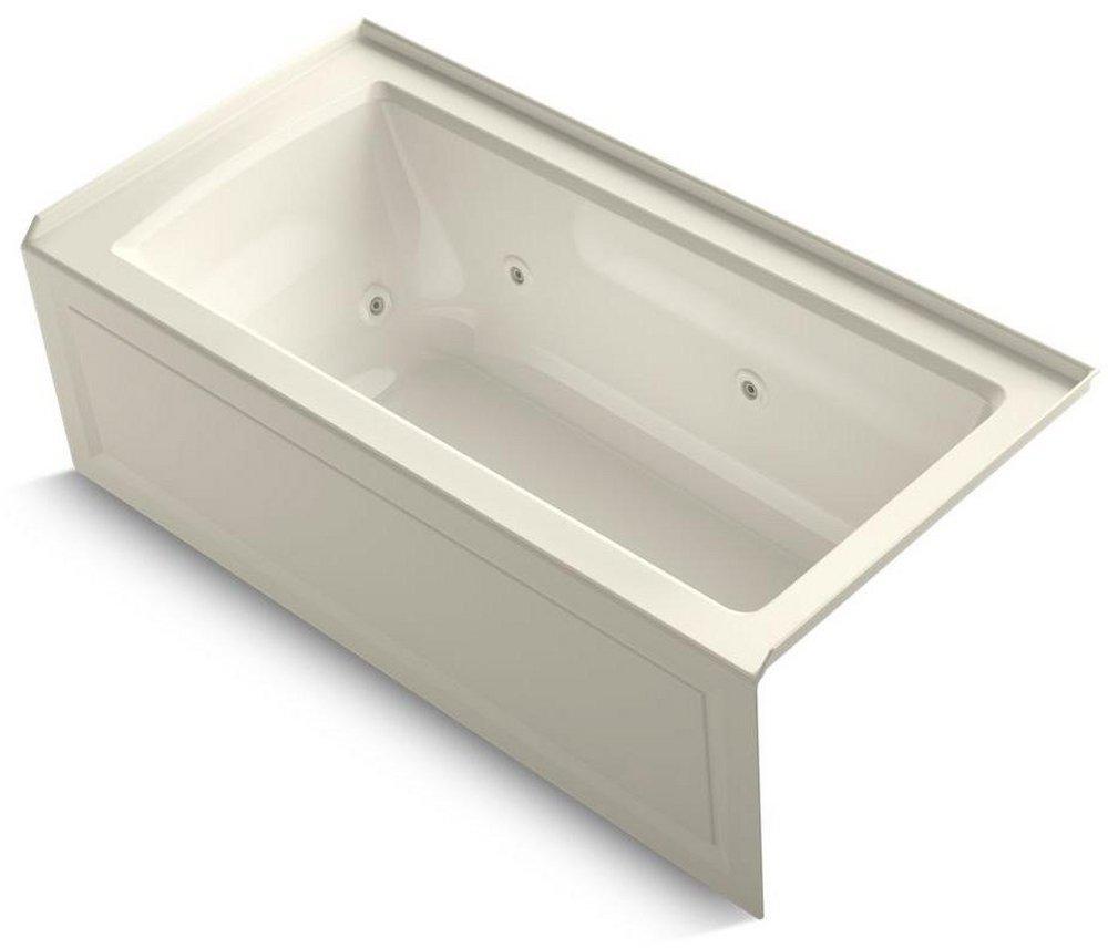 KOHLER Biscuit 60 x 30 in. Whirlpool Alcove Bathtub Right Drain 