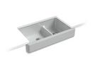 35-1/2 x 21-9/16 in. Cast Iron Double Bowl Farmhouse Kitchen Sink with Smart Divide in Ice&#8482; Grey