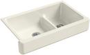 35-1/2 x 21-9/16 in. Cast Iron Double Bowl Farmhouse Kitchen Sink with Smart Divide in Biscuit