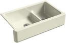 35-11/16 x 21-9/16 in. Cast Iron Double Bowl Farmhouse Kitchen Sink with Smart Divide in Cane Sugar™