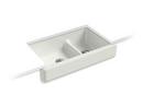35-1/2 x 21-9/16 in. Cast Iron Double Bowl Farmhouse Kitchen Sink with Smart Divide in Dune