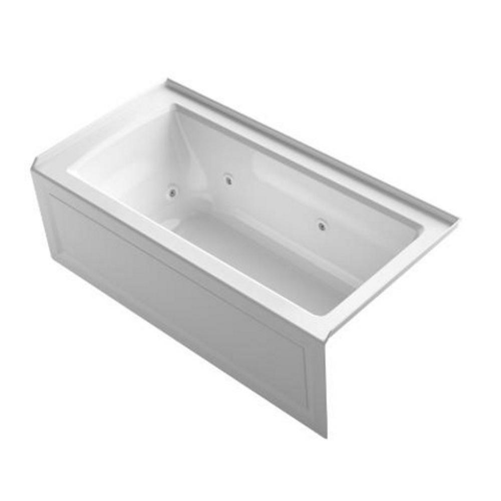 KOHLER White 60 x 30 in. Whirlpool Alcove Bathtub Right Drain 