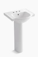 KOHLER White 2-Hole Pedestal Bathroom Sink with Centerset Faucet 