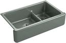 35-11/16 x 21-9/16 in. Cast Iron Double Bowl Farmhouse Kitchen Sink with Smart Divide in Basalt