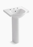 KOHLER White 3-Hole Pedestal Bathroom Sink with Ample Side Deck 