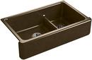 35-11/16 x 21-9/16 in. Cast Iron Double Bowl Farmhouse Kitchen Sink with Smart Divide in Black 'n Tan