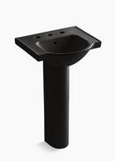 KOHLER Black Black&trade; 3-Hole Pedestal Bathroom Sink with Ample Side Deck 