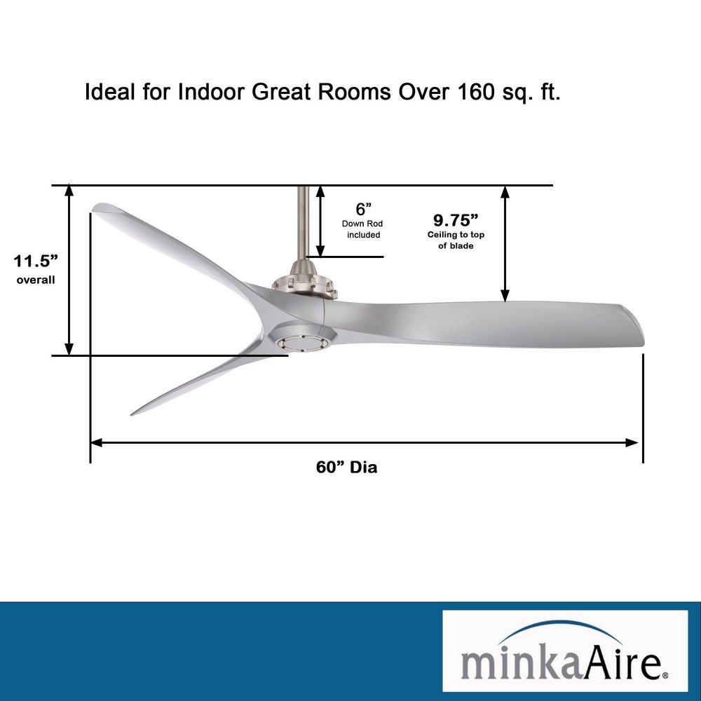 Minka Aire Brushed Nickel/Silver 3-Blade Ceiling Fan 