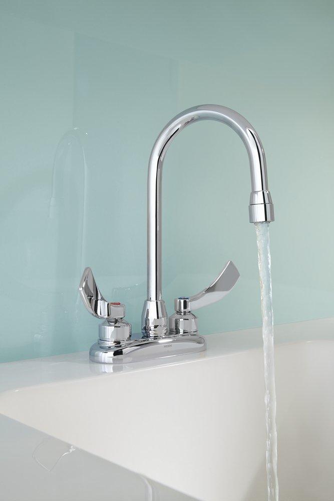Moen Polished Chrome Two Handle Centerset Bathroom Sink Faucet 