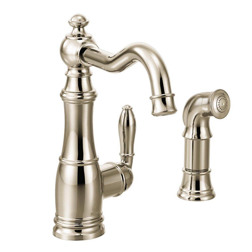 Moen Polished Nickel Single Handle Kitchen Faucet with Side Spray 