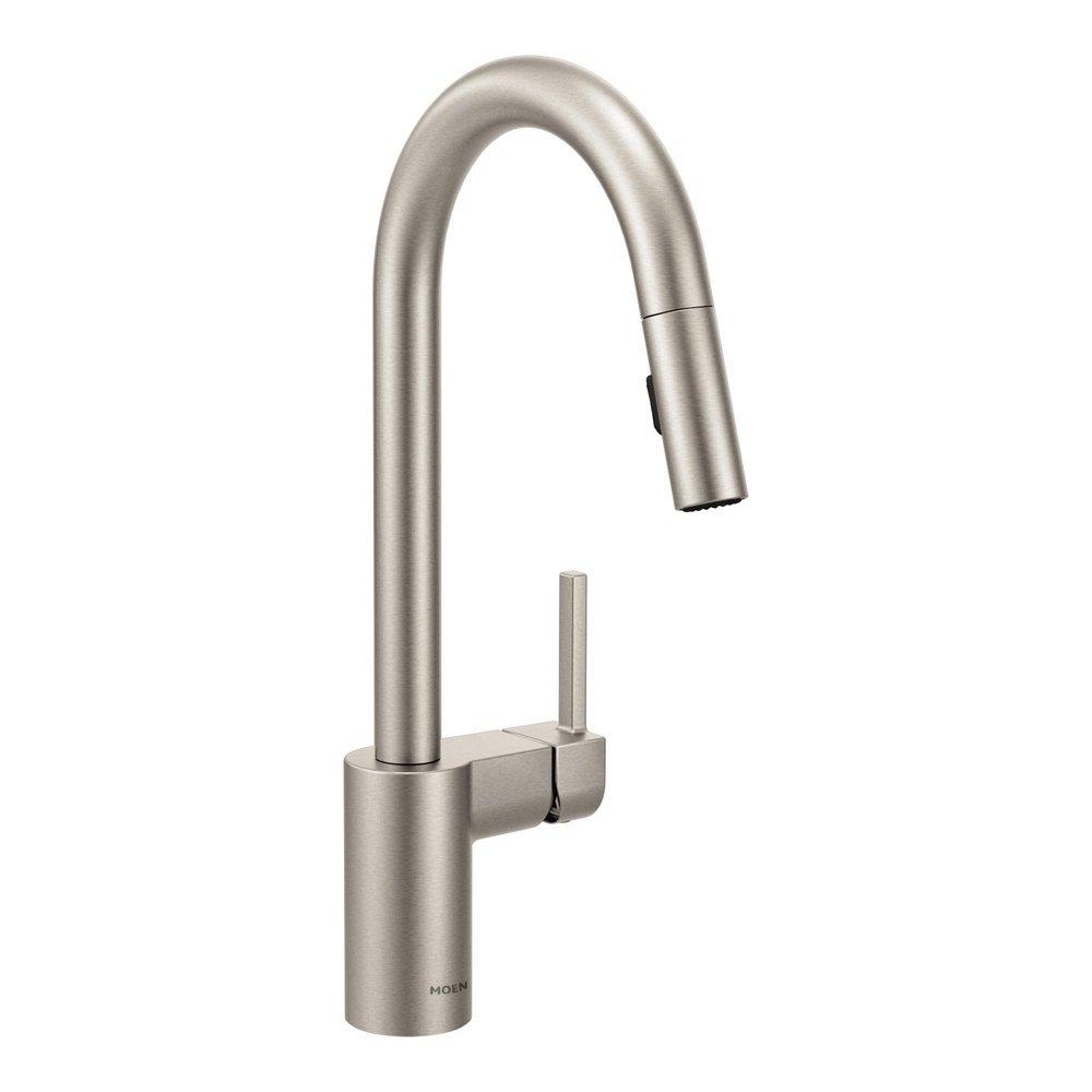 Moen Spot Resist&trade; Stainless Single Handle Pull Down Kitchen Faucet with Power Clean and Reflex Technology 