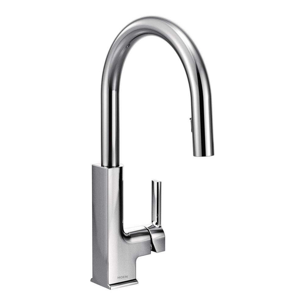Moen Polished Chrome Single Handle Pull Down Kitchen Faucet with Power Clean and Reflex Technology 