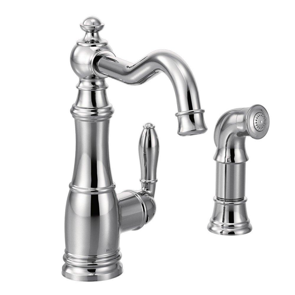 Moen Polished Chrome Single Handle Kitchen Faucet with Side Spray 