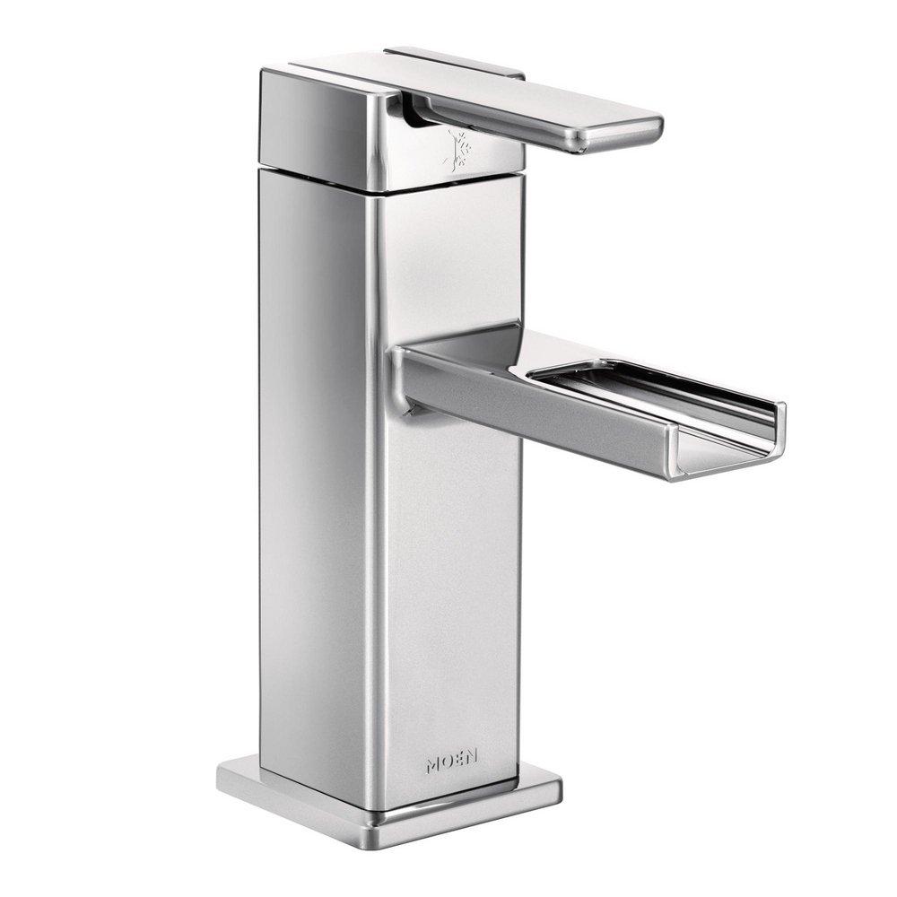 Moen Chrome Single Handle Waterfall Monoblock Bathroom Sink Faucet 
