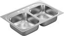 33 x 22 in. 4 Hole Stainless Steel Double Bowl Drop-in Kitchen Sink in Brushed Stainless Steel
